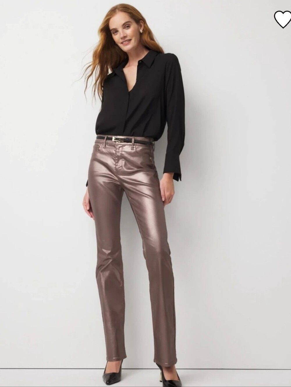 WHBM Metallic Coated Bootcut Jean 10